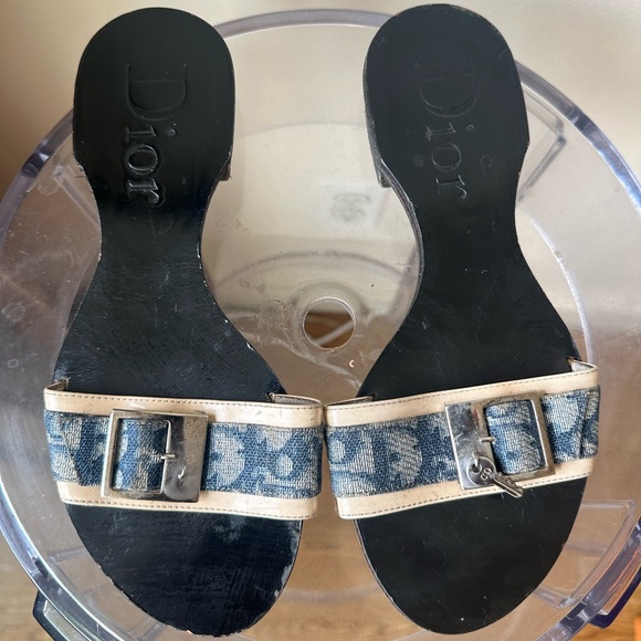 VINTAGE CHRISTIAN DIOR Denim/Leather Sandals - Picture 2 of 5